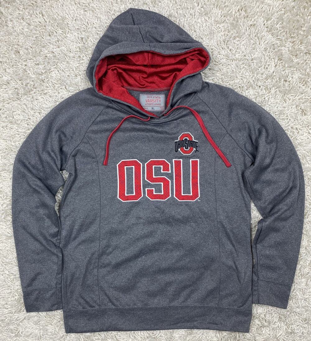 Ohio State Buckeyes NCAA Football Hoodie Sweatshirt XL Gray Solid Drawstring